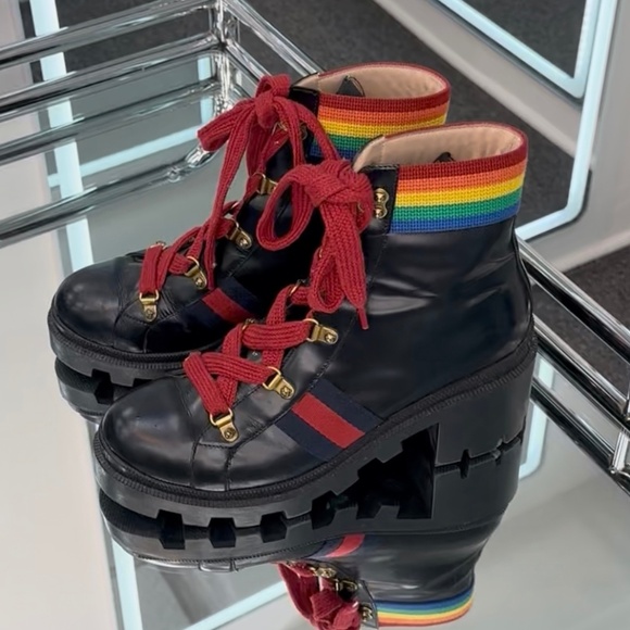 Gucci Rainbow Combat Boot - Picture 1 of 6